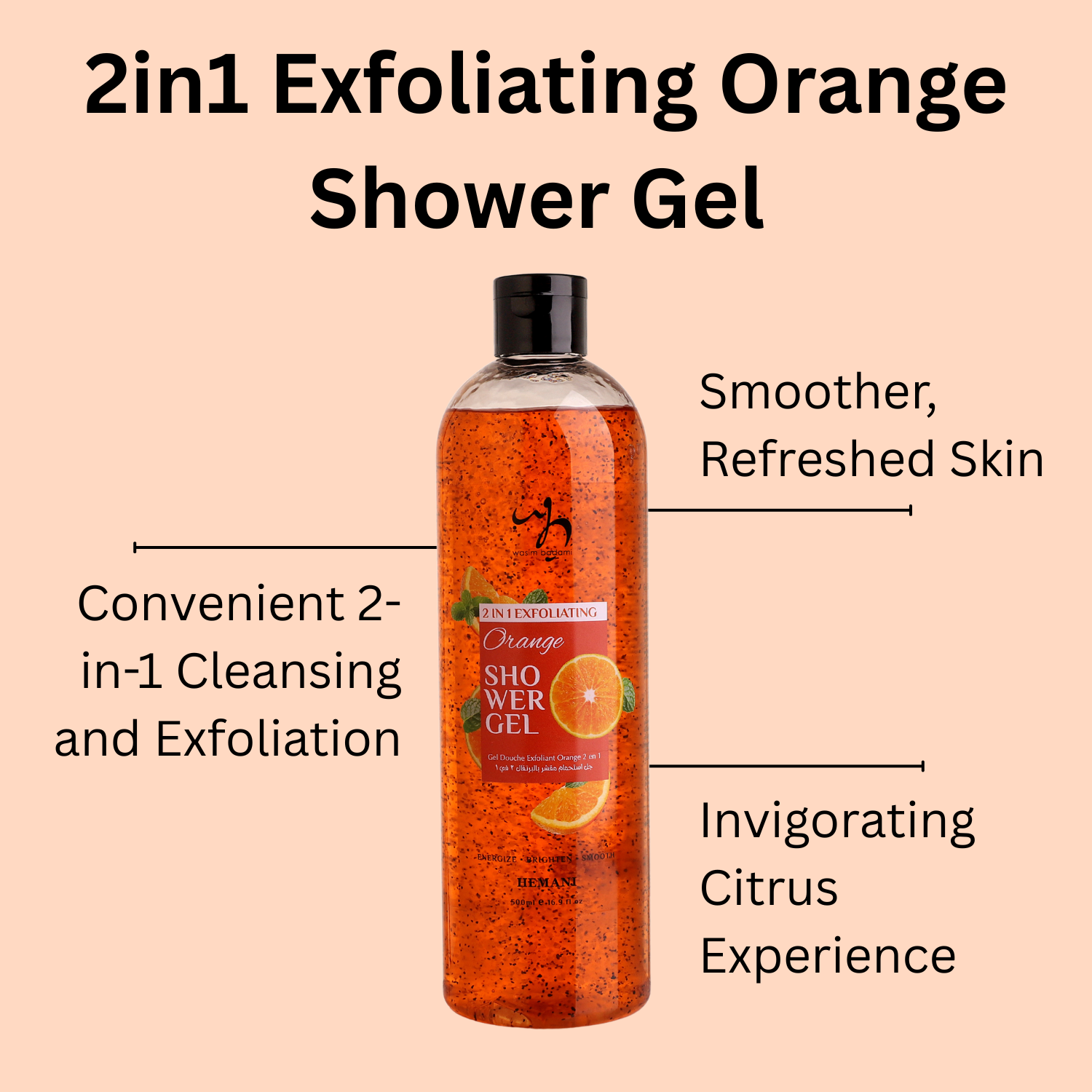 2in1 Exfoliating Orange Shower Gel 500ml