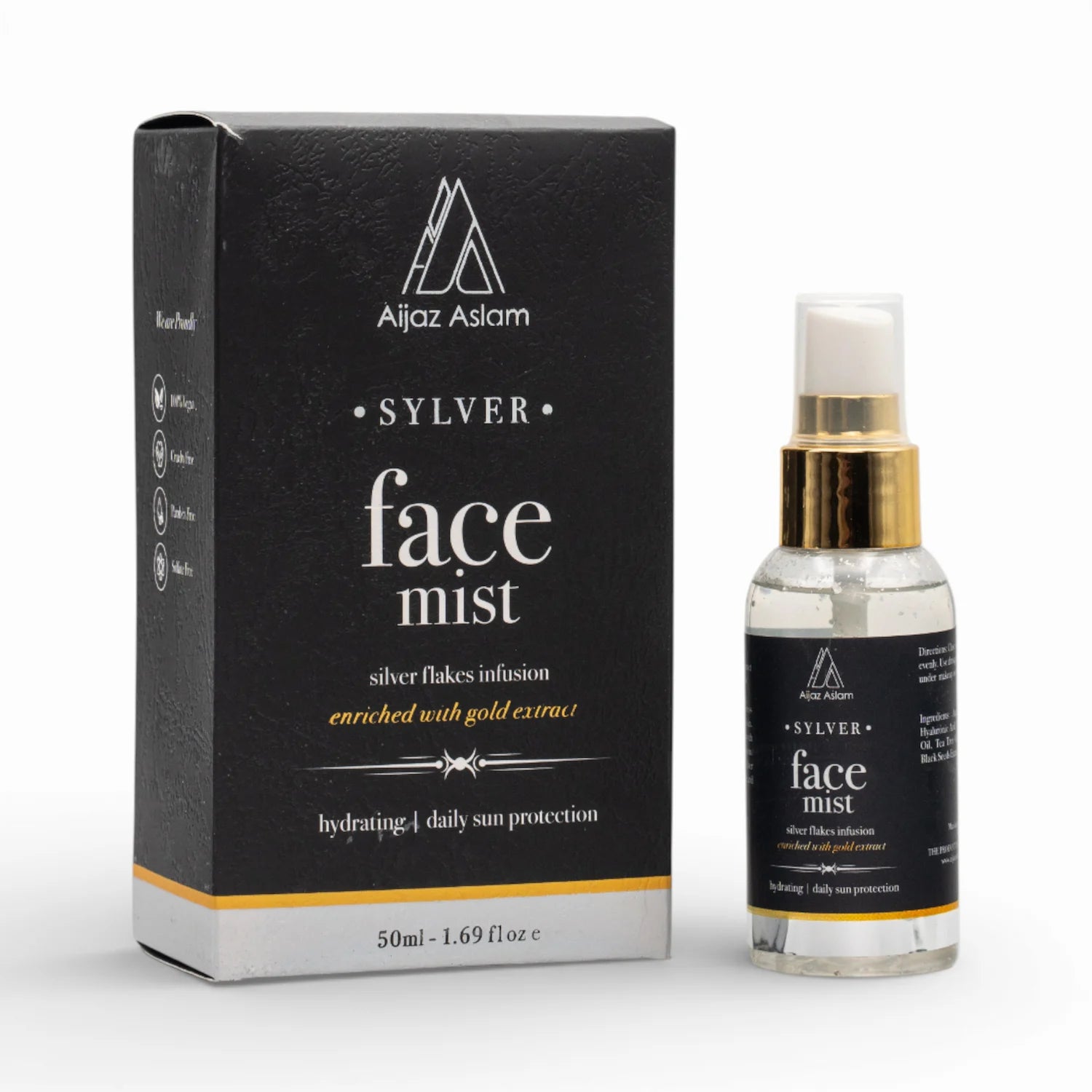 Sylver - Face Mist with Hyaluronic Acid, Silver Flakes & Gold | Aijaz Aslam