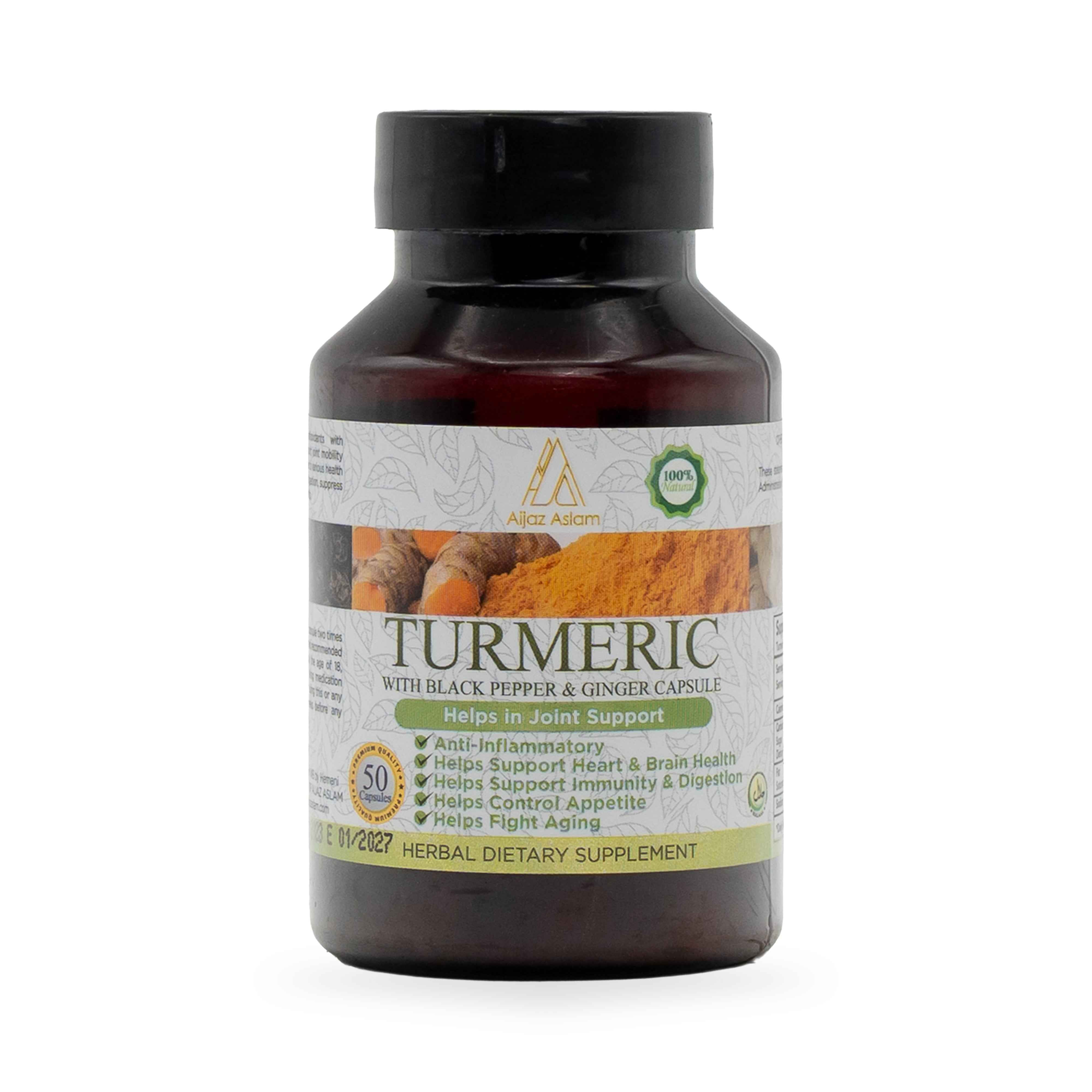 Herbal Dietary Supplement – Turmeric with Black Pepper & Ginger Oil Capsule| Aijaz Aslam