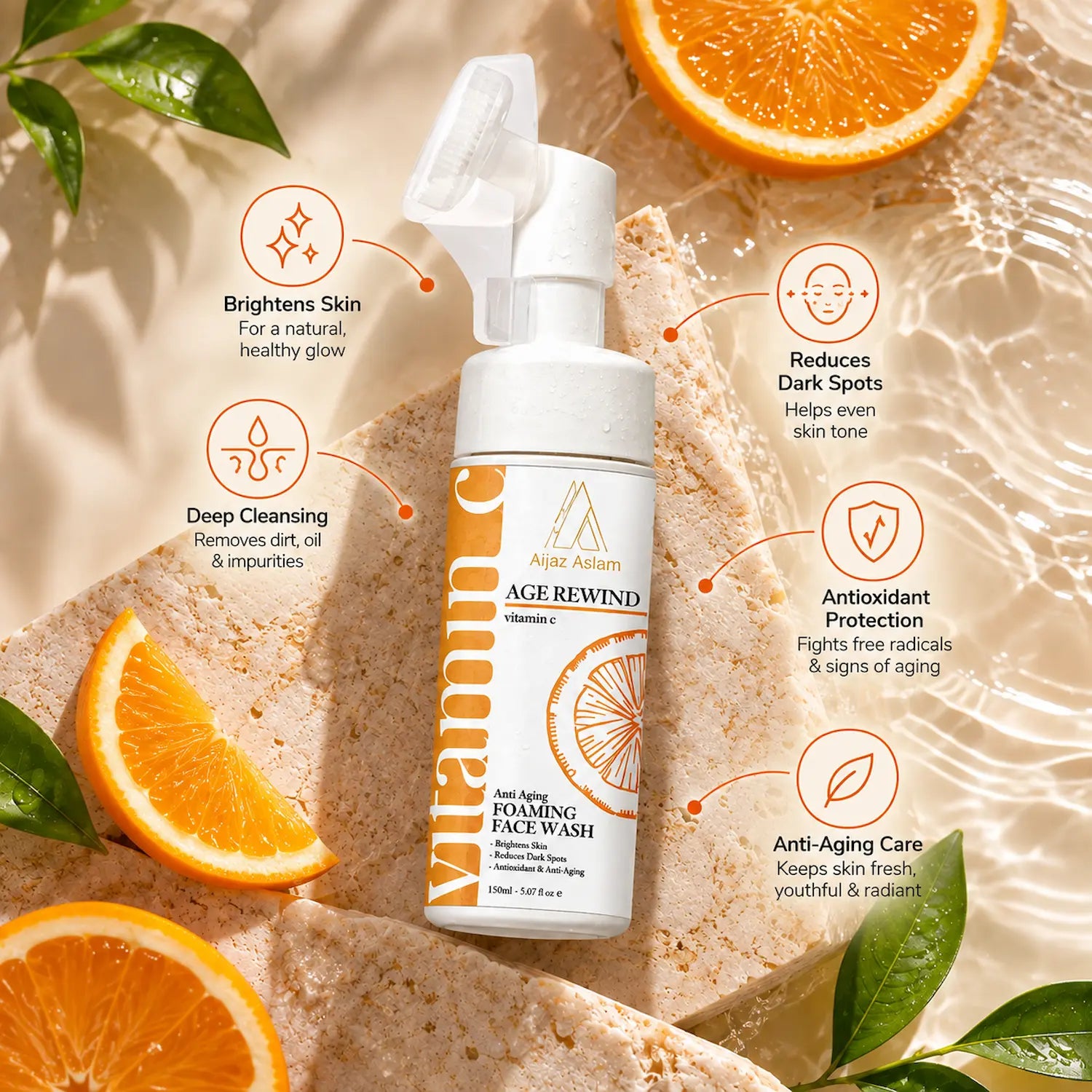 Age Rewind - Foaming Face Wash with Vitamin C | Aijaz Aslam 150ml