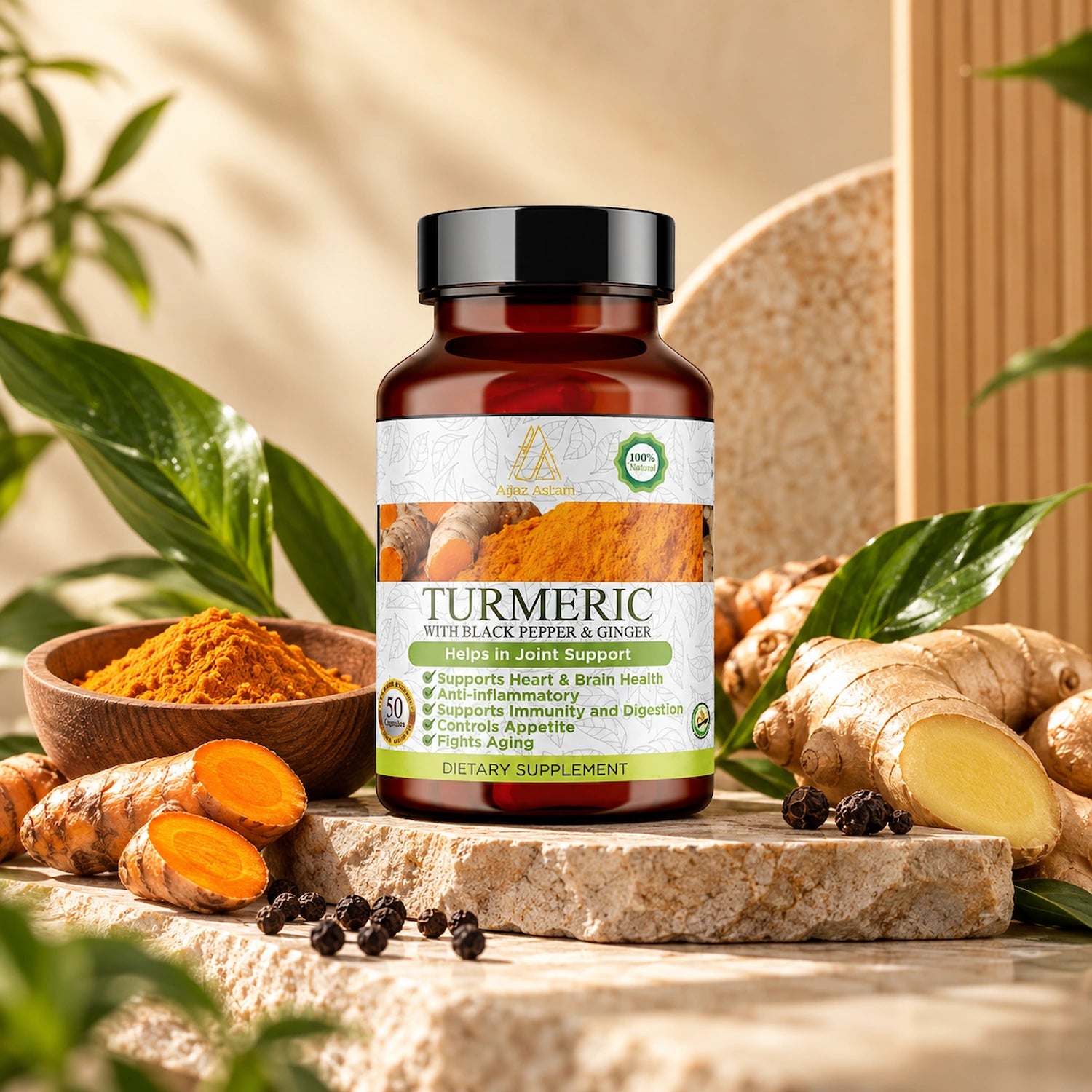Herbal Dietary Supplement – Turmeric with Black Pepper & Ginger Oil Capsule| Aijaz Aslam