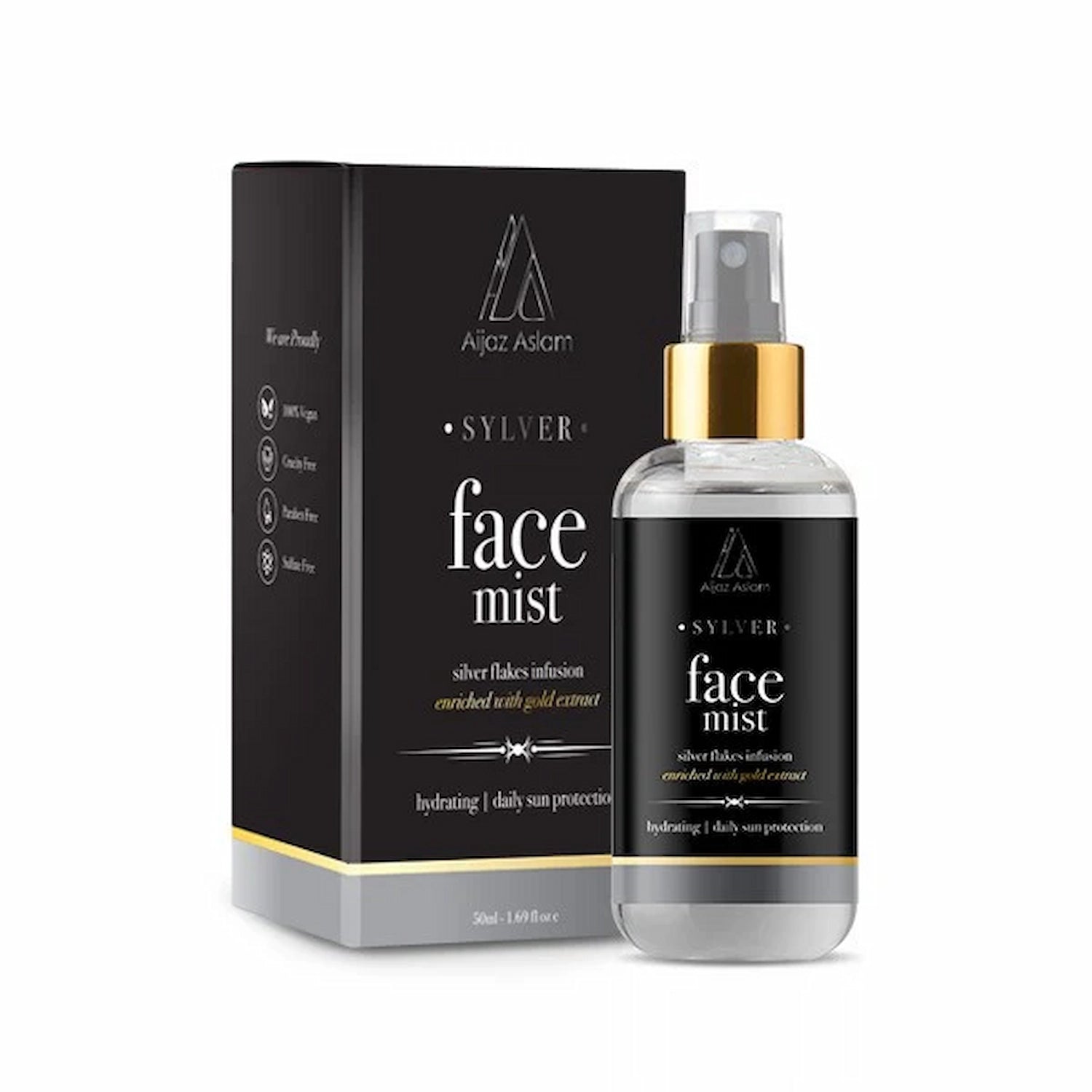 Sylver - Face Mist with Hyaluronic Acid, Silver Flakes & Gold | Aijaz Aslam