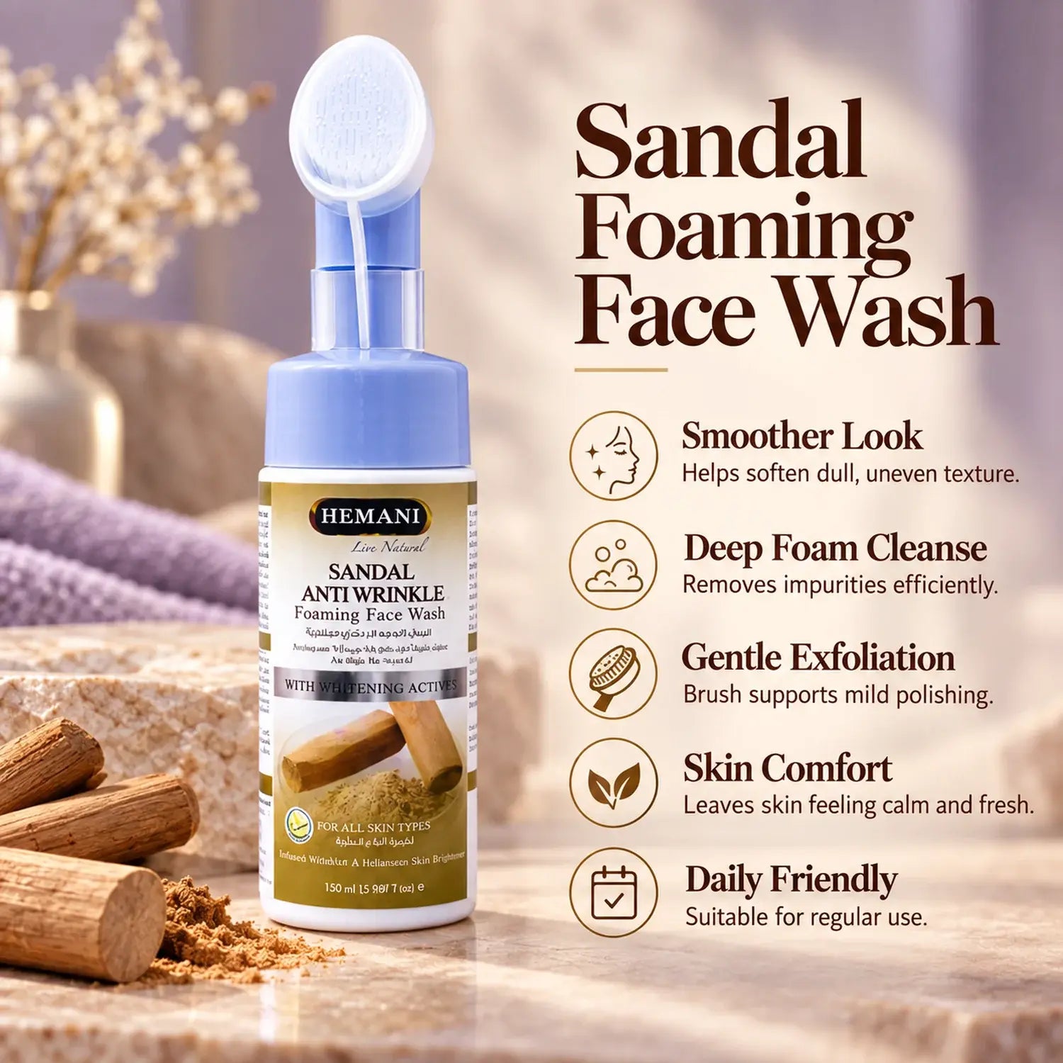 Anti Wrinkle Sandal Foaming Face Wash 150ml