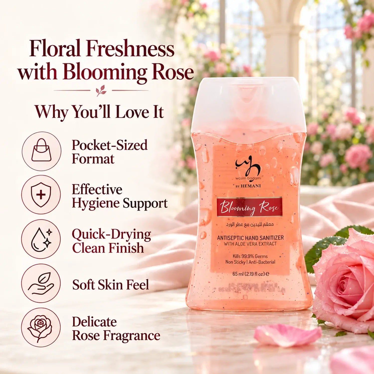 Antiseptic Hand Sanitizer 65ml - Blooming Rose