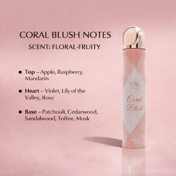 CORAL BLUSH Deodorant Body Spray for Women