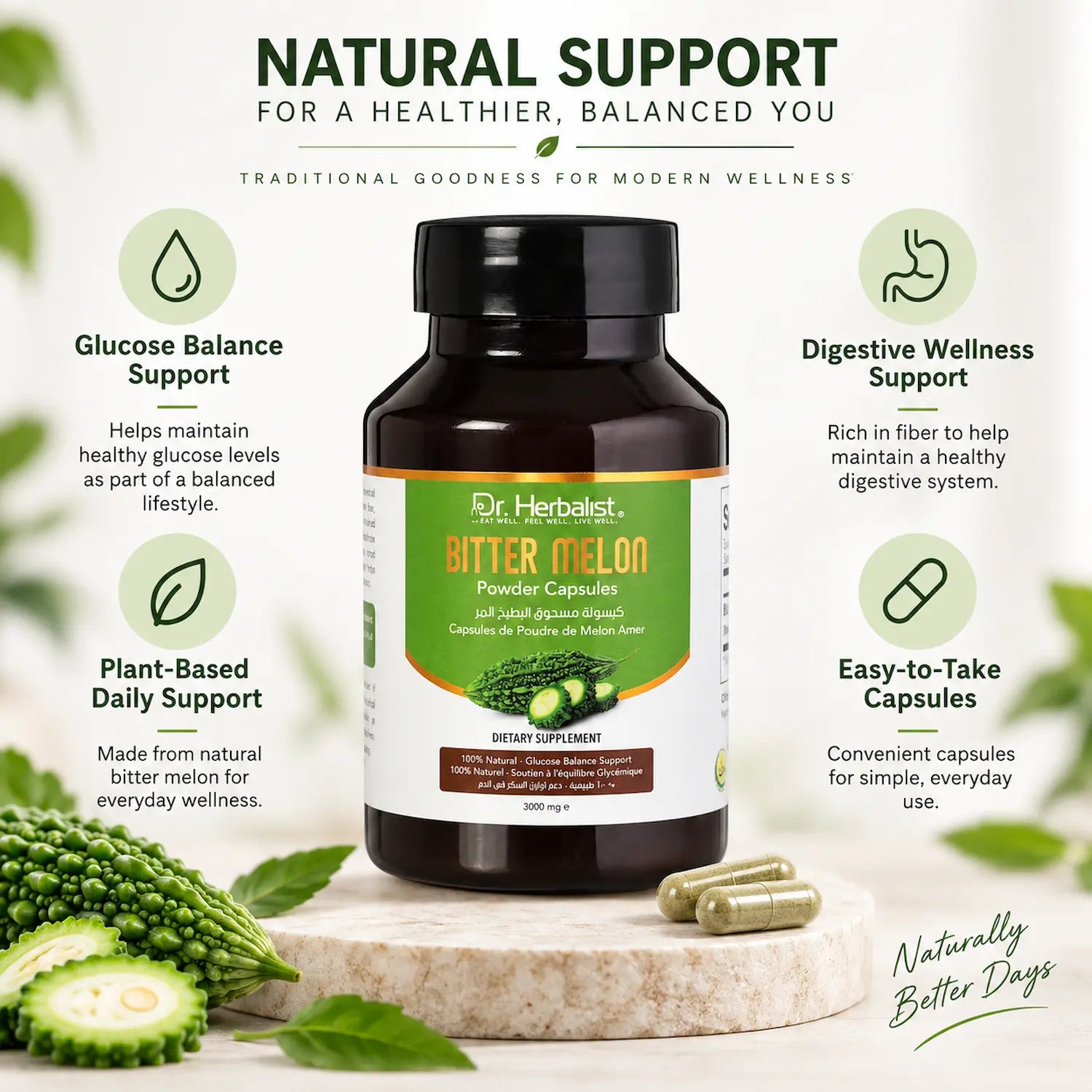 Dr. Herbalist Bitter Melon 400mg Dietary Supplement Capsule