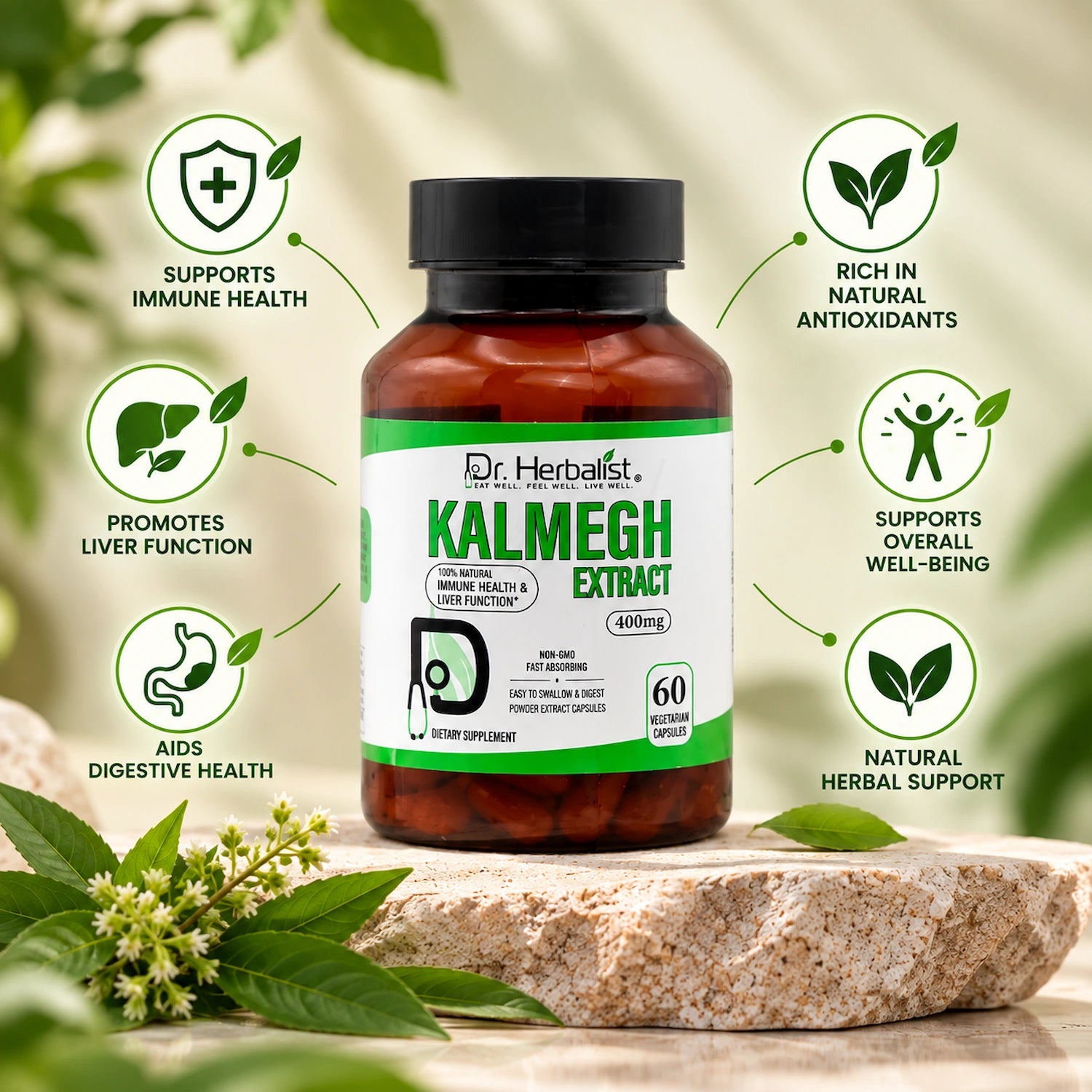 Dr. Herbalist Kalmegh 400mg Dietary Supplement Capsule