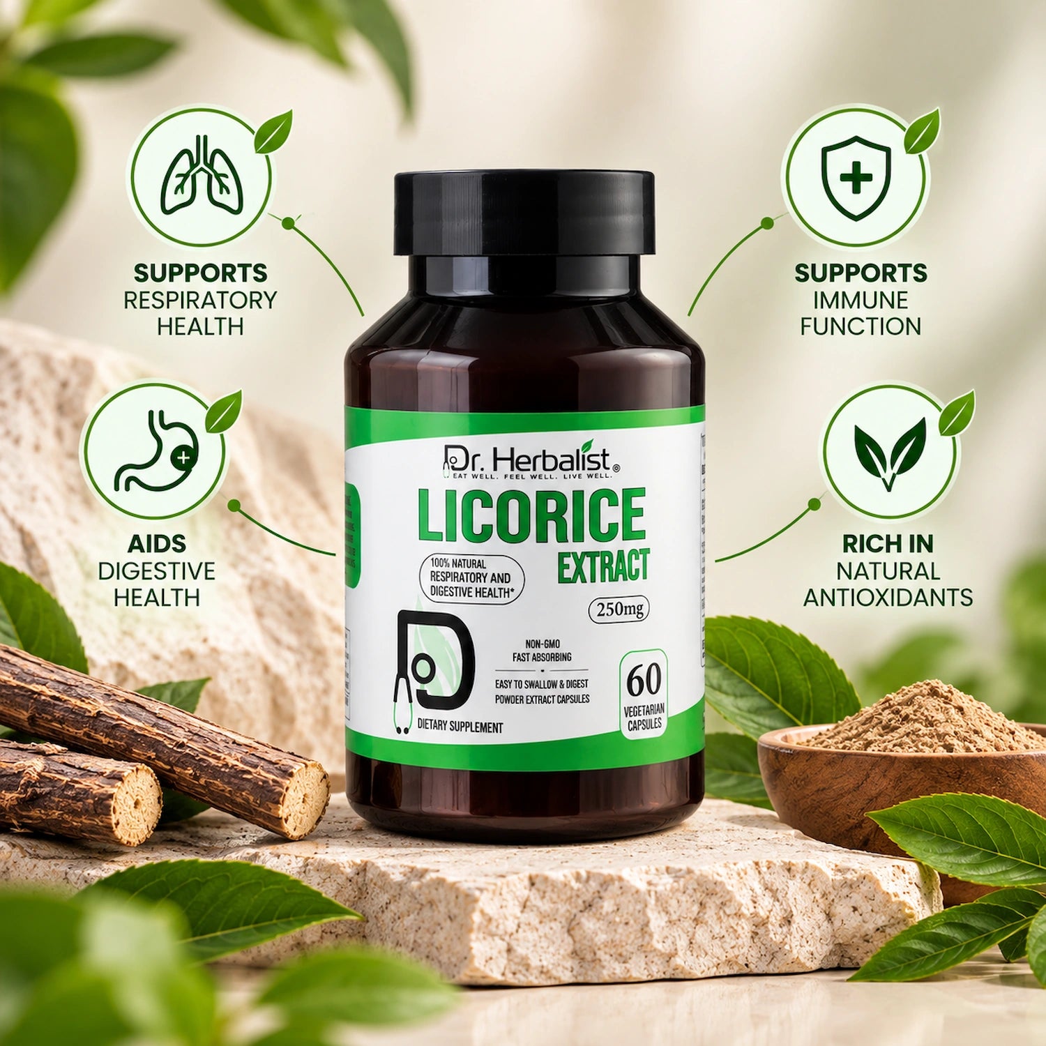 Dr. Herbalist Licorice 250mg Dietary Supplement Capsule