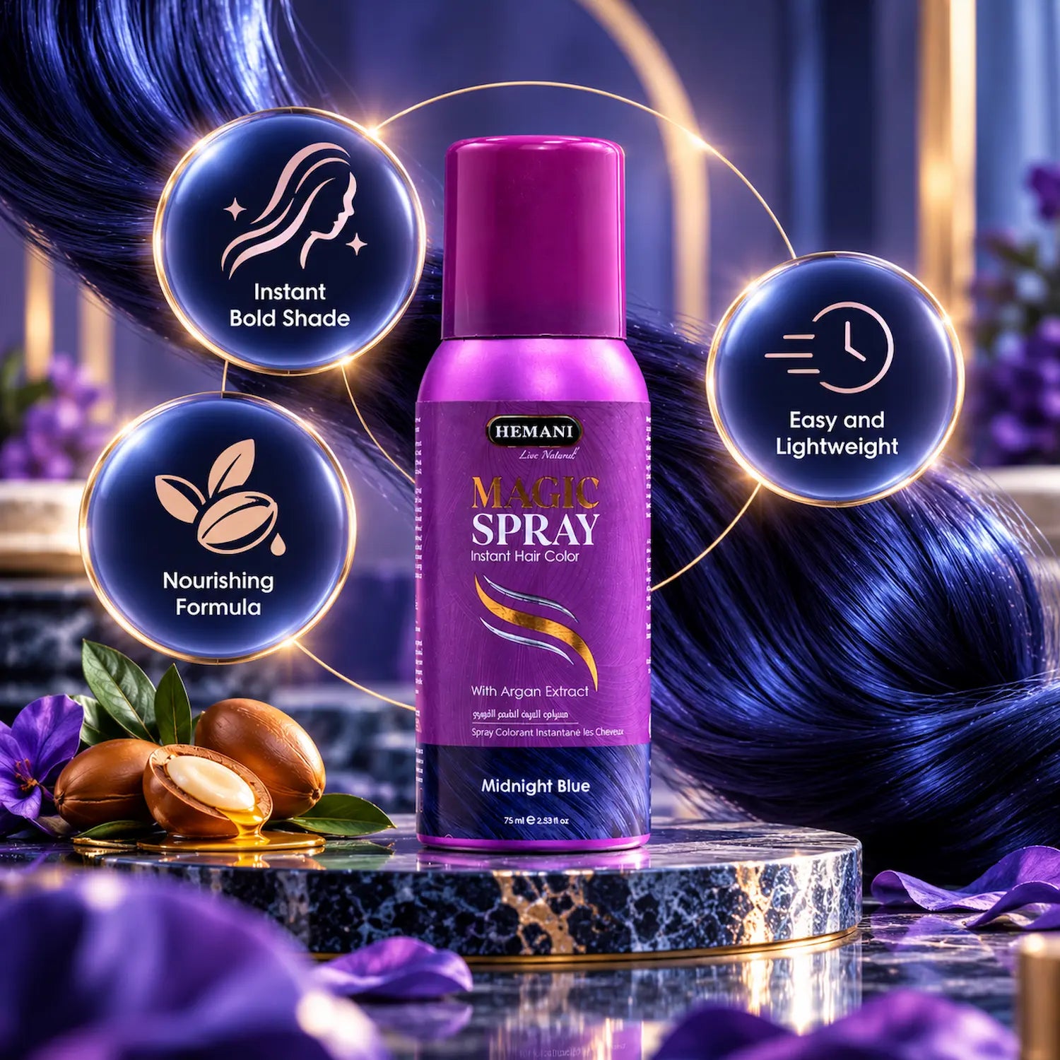 Magic Spray Instant Hair Color - Midnight Blue