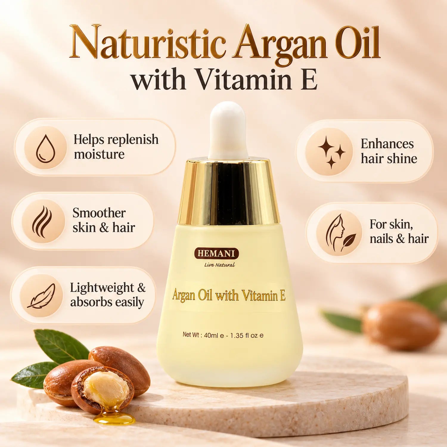 Naturistic - Organic Argan Oil with Vitamin E