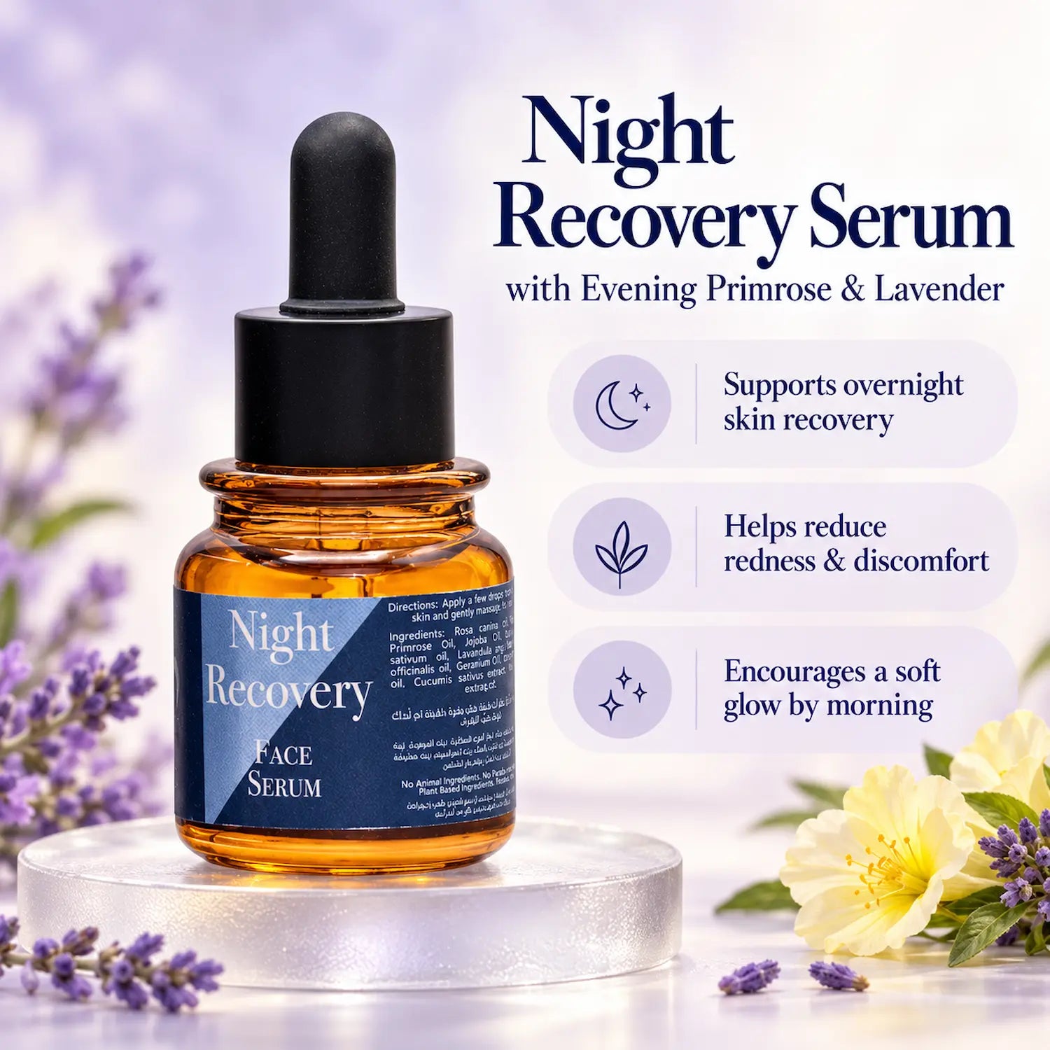 Night Recovery Serum with Evening Primrose & Lavender