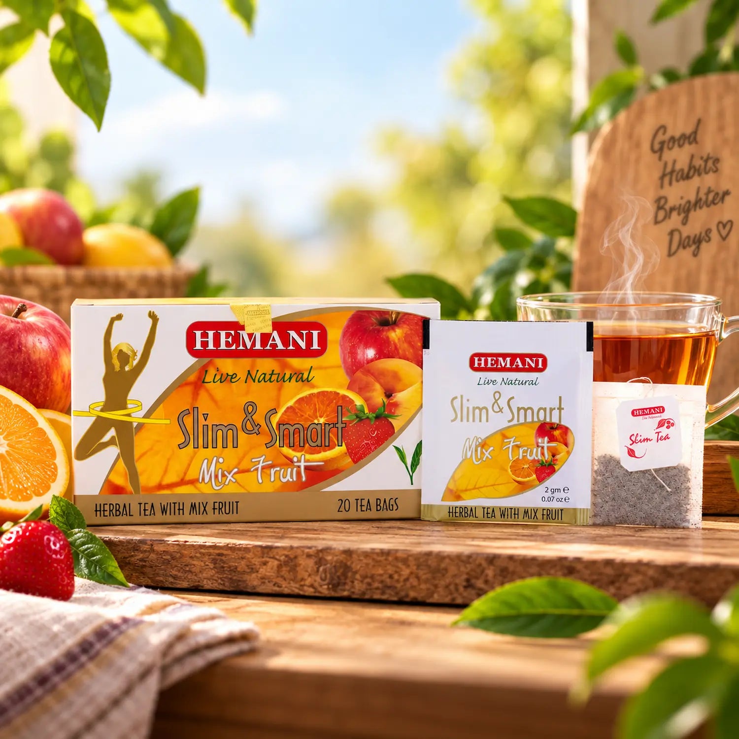 Slim & Smart Herbal Slim Tea with Mix Fruit Flavor – 20 Tea Bags