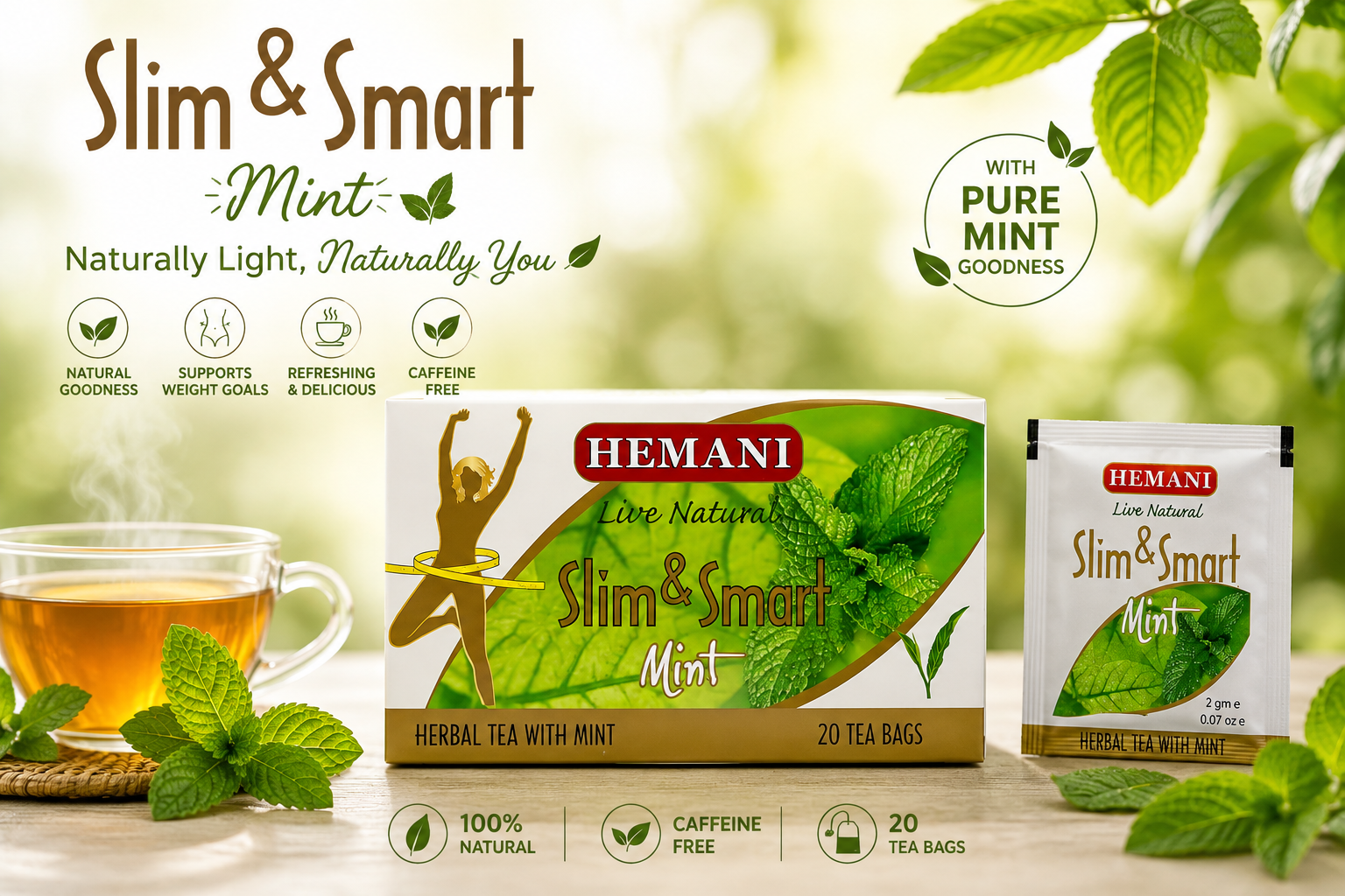 Slim & Smart Herbal Slim Tea with Mint Flavor – 20 Tea Bags
