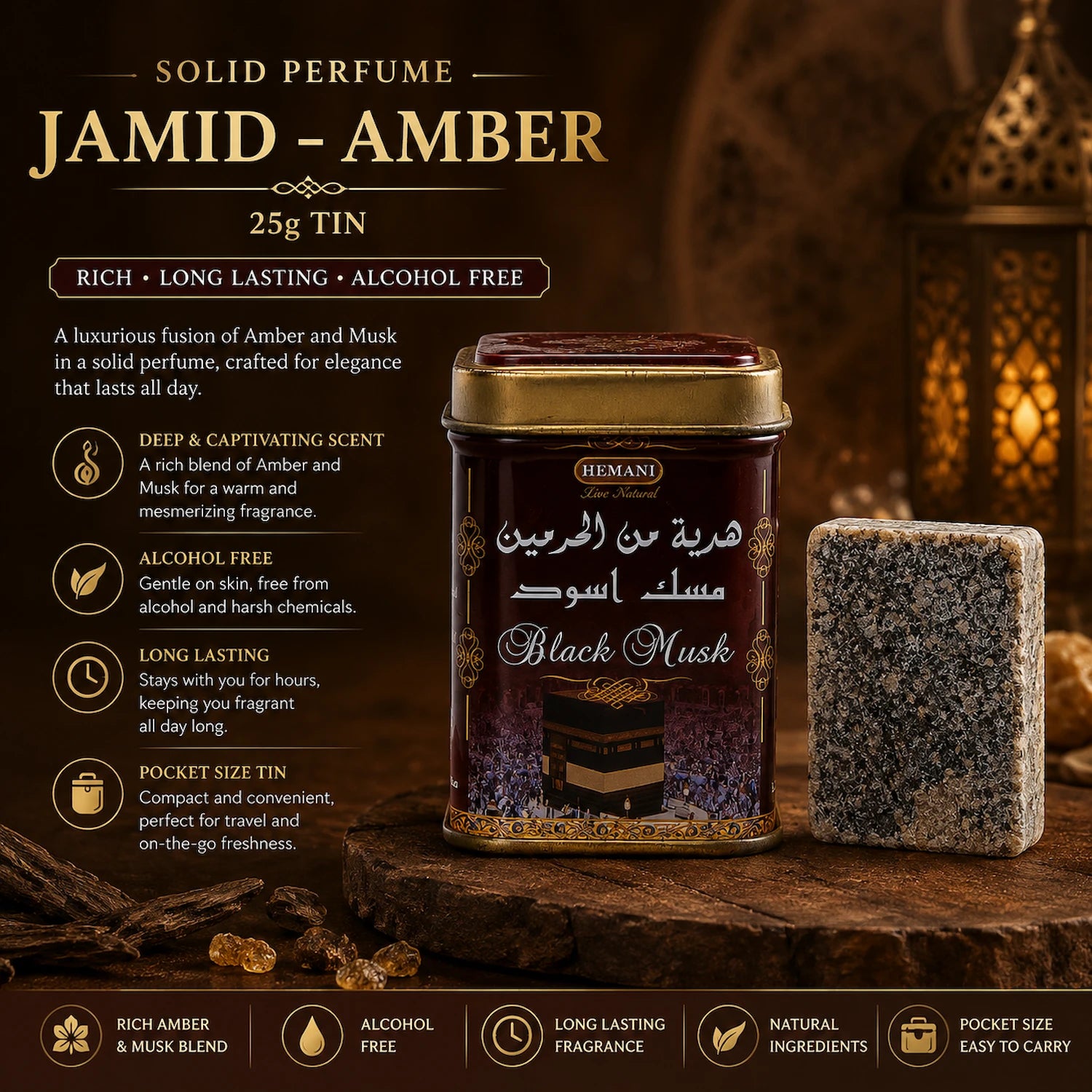 Solid Perfume Jamid - Black Musk 25g Tin