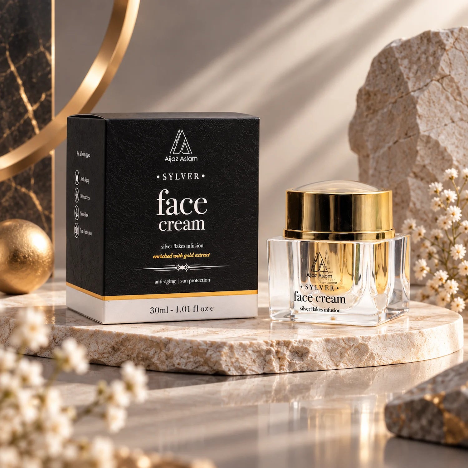 Sylver - Face Cream with Silver Flakes & Gold | Aijaz Aslam