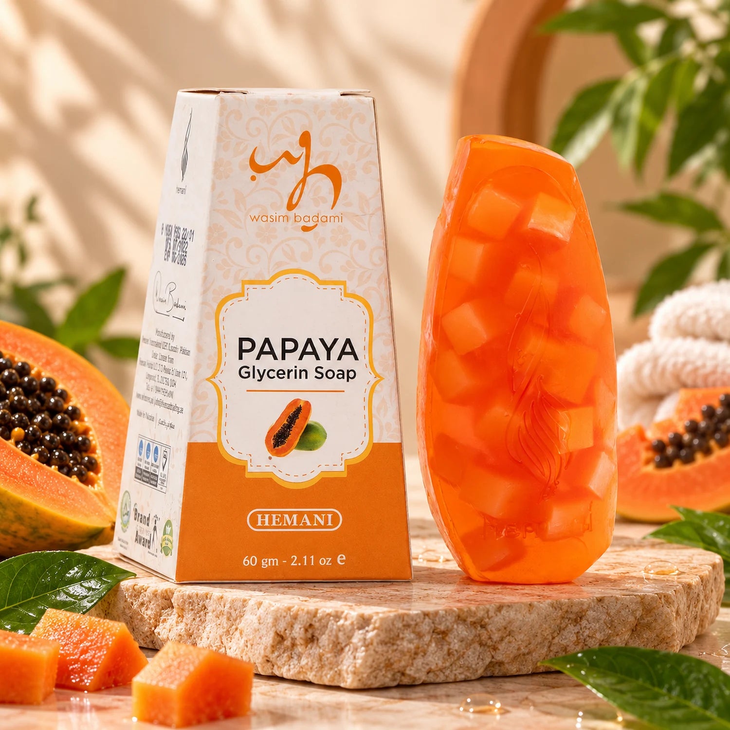 Transparent Glycerin Soap - Papaya with Milk 60g