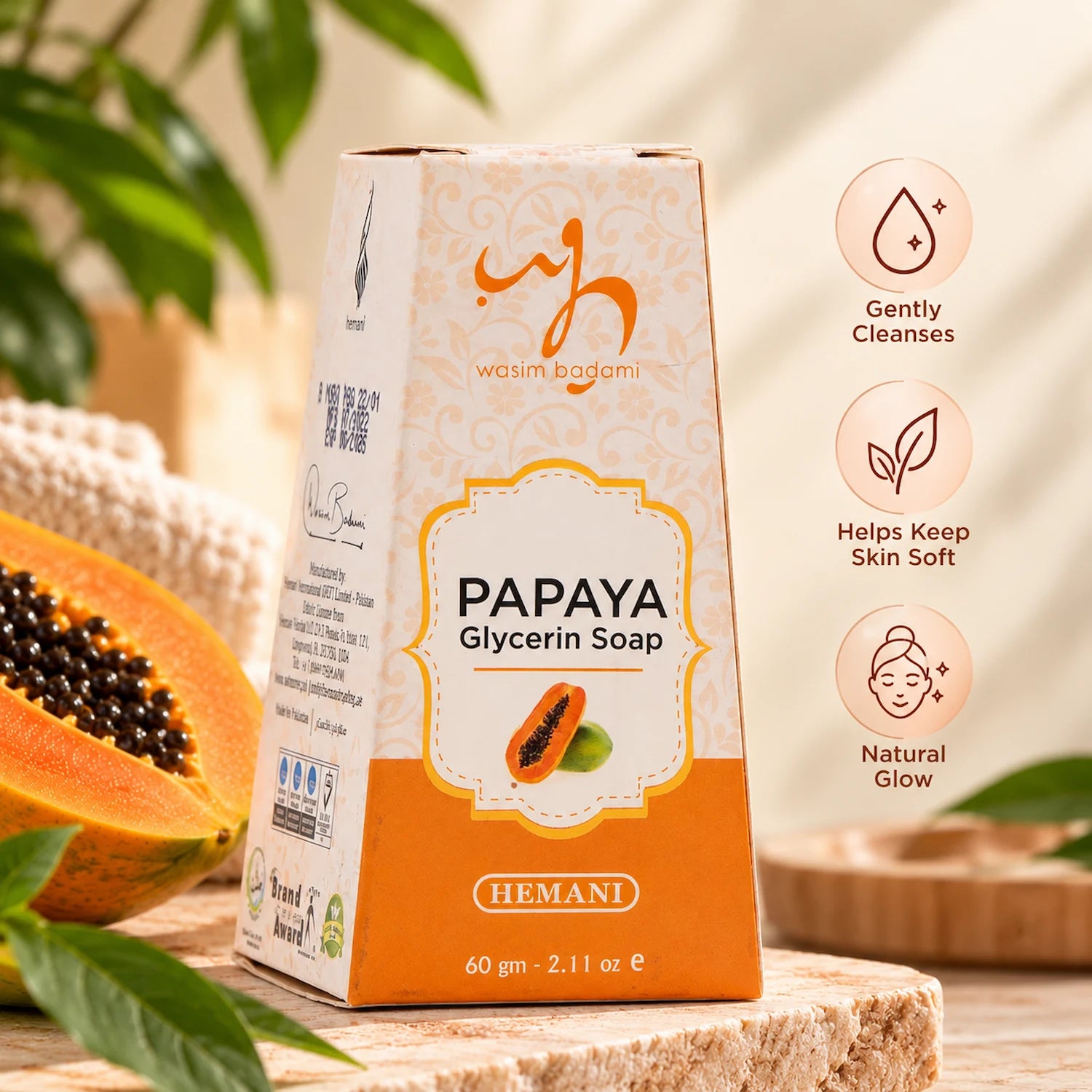 Transparent Glycerin Soap - Papaya with Milk 60g