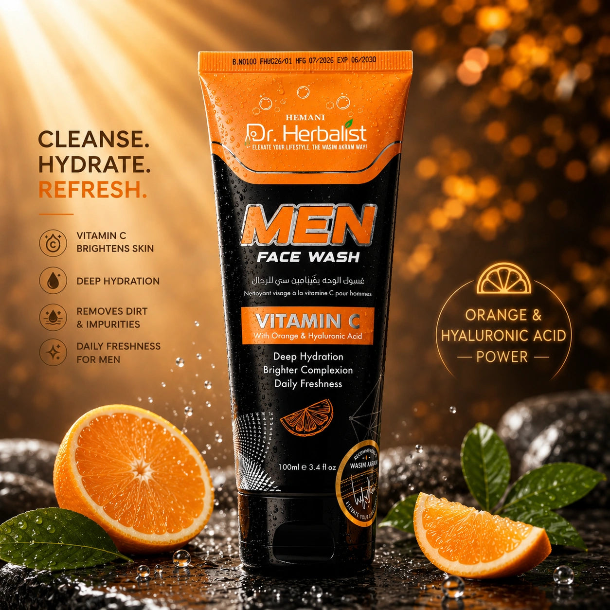 Dr Herbalist Vitamin C Face Wash with Orange Extract & Hyaluronic Acid