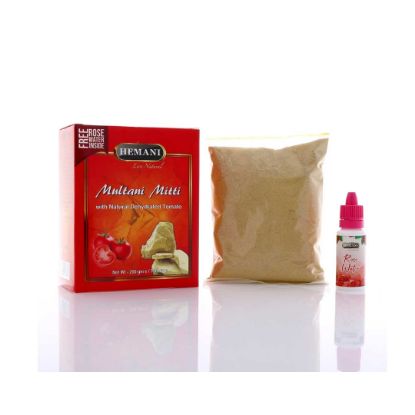 Multani Mitti (Fuller's Earth Clay) Powder with Dehydrated Tomato - Free Pure Bulgarian Rose Water
