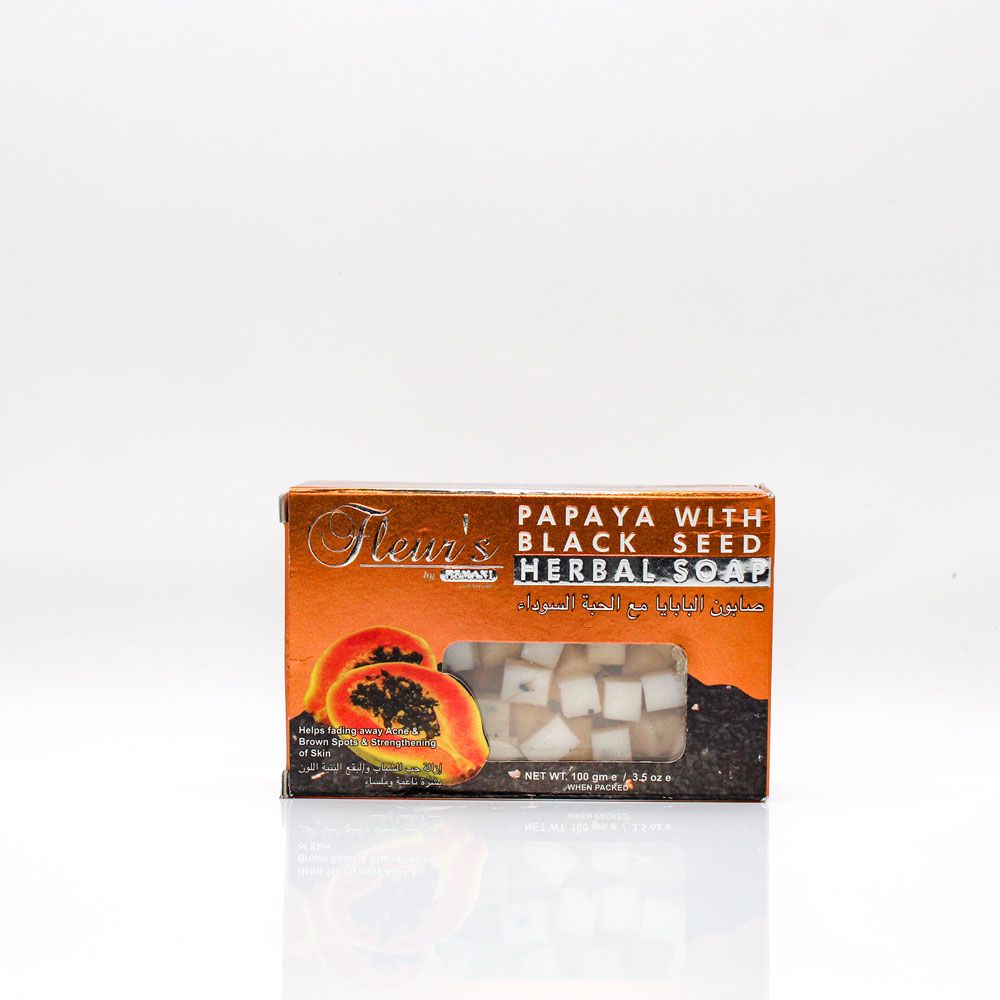 Fleurs Transparent Soap - Papaya With Black Seed | Hemani Herbals 